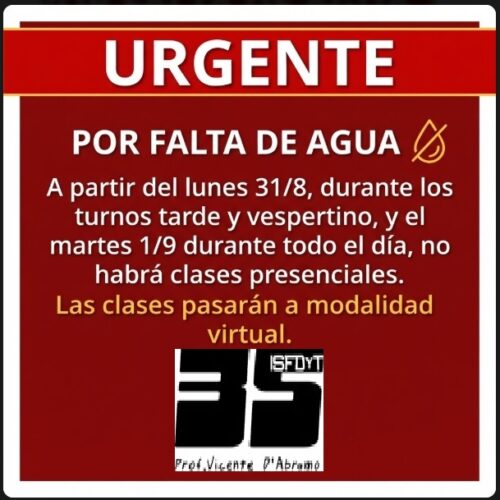Suspensión de clases presenciales lunes 31/8/26 y martes 1/9/2026