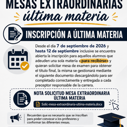 Mesas extraordinarias última materia